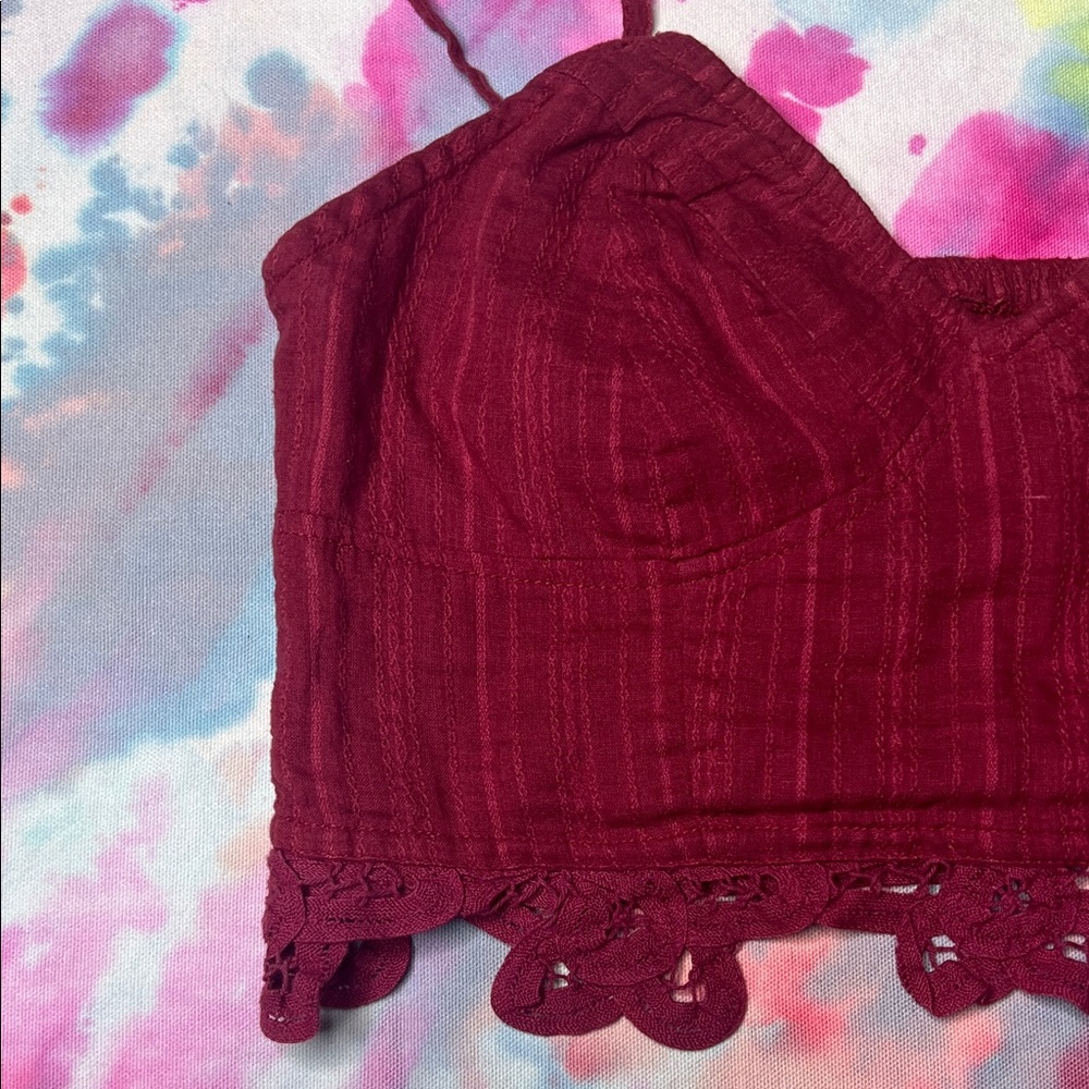 🌸 Free People Burgundy Red ish Crop Top • Lace Dreams 💖✨ - Picture 9 of 10